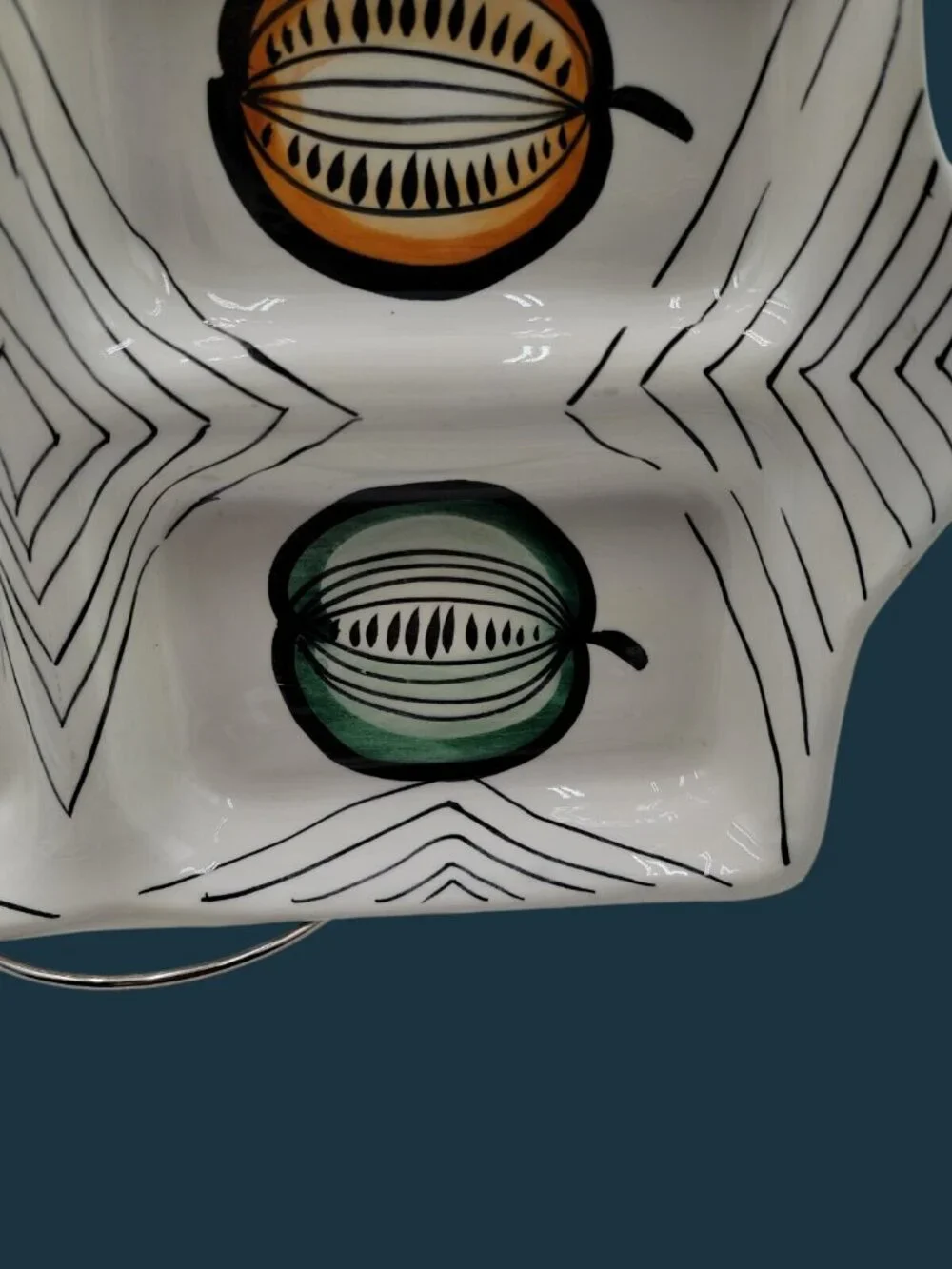 VTG Italian Majolica Divided Serving Dish Dolce Ware Jay Willfred Co 1950s Style